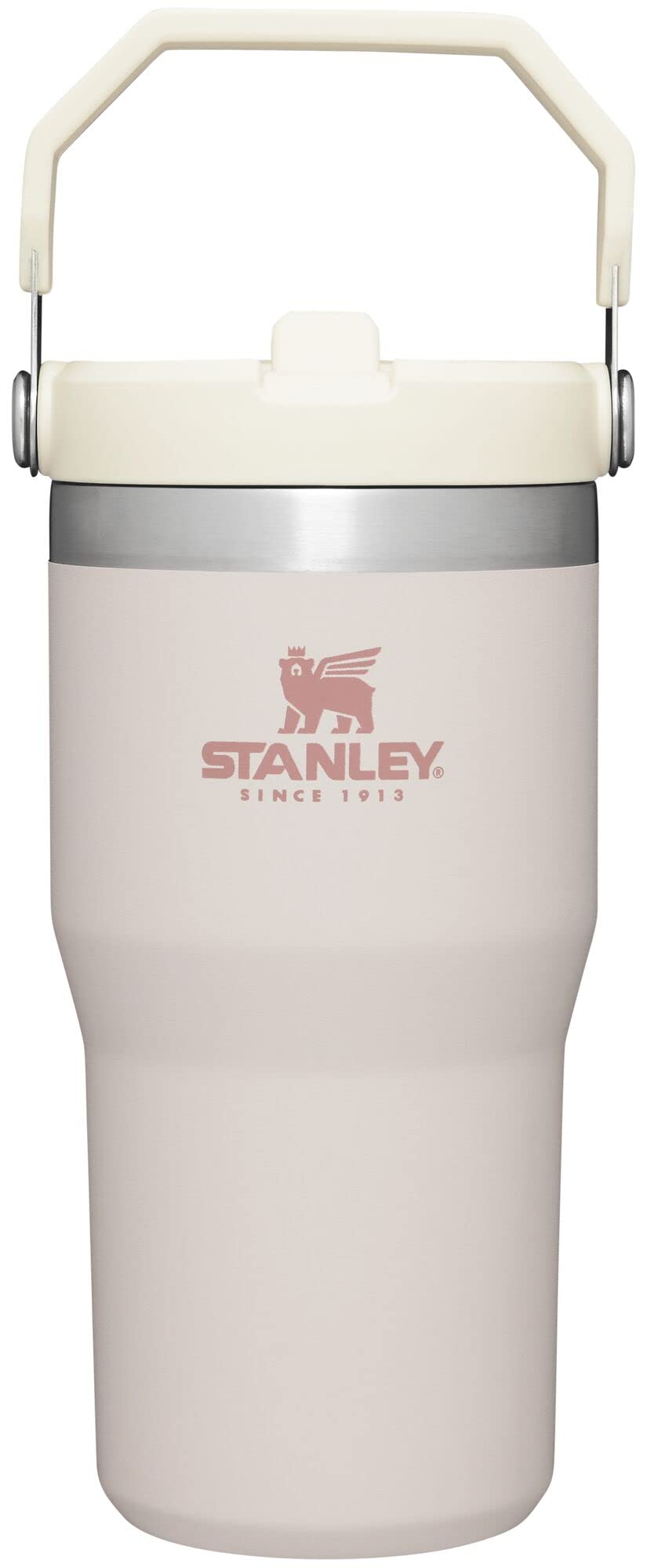 Stanley IceFlow Flip Straw Tumbler with Handle 20 oz | Twist On Lid and Flip Up Straw | Leak Resistant Water Bottle | Insulated Stainless Steel |BPA-Free | Rose Quartz 1.0
