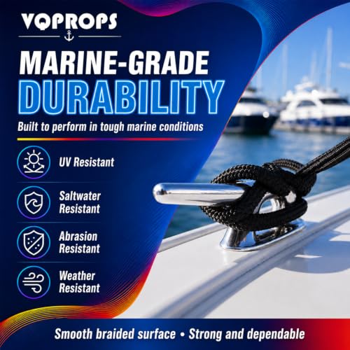 2 Pack Boat Fender Lines - 1/2 Inch x 6 Feet Double Braided Nylon Dock Lines