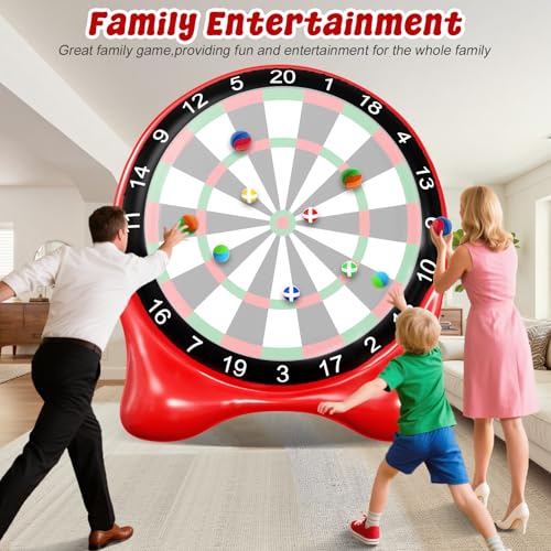 Inflatable Soccer Dart Board for Kids & Adults - Red 6ft Outdoor Lawn Game
