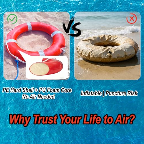 RAYBITU 23-Inch Life Ring Buoy Boat Safety Life Preserver with 30m Rescue Rope