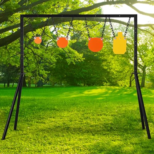 GADFISH Steel Target Stand System - Complete Outdoor Shooting Kit with 3/8 Inch AR500 Targets & Adjustable Height