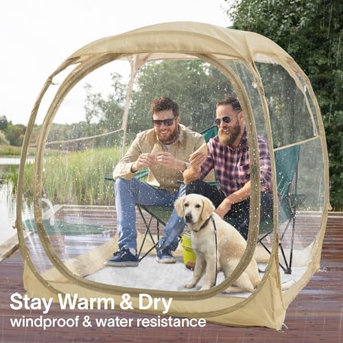 Pop-Up Sports Tent 70x70x63 Inches Cold Weather Weatherproof Shelter with Clear Panels - Variation of THIS listing