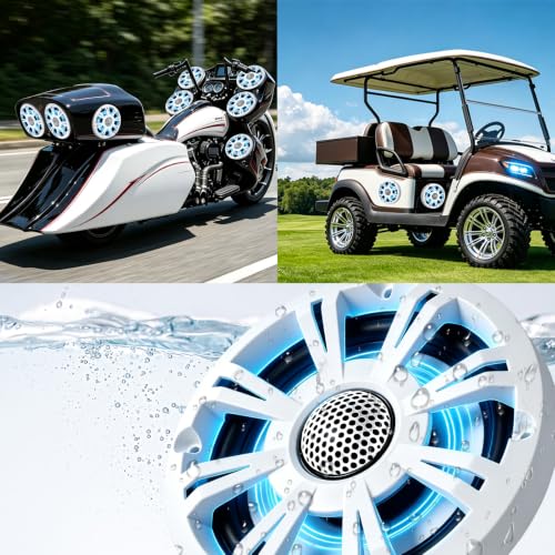 Marine Coaxial Speakers 6.5 Inch Waterproof Boat Speakers with Blue LED Lights - Pair