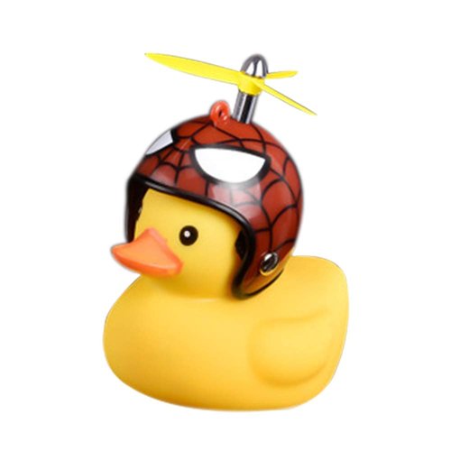 Duck Bike Bell, Rubber Bike Horn, Cute Yellow Duck Bicycle Decorations, Squeeze Duck Bicycle Horns with Propeller Helmet