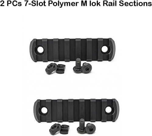 360 Tactical 7 Slots M-LOK Rail Section for M Lok Handguard Seven Slots Rail Picatinny Rail (Set of 4 Pieces- Black)
