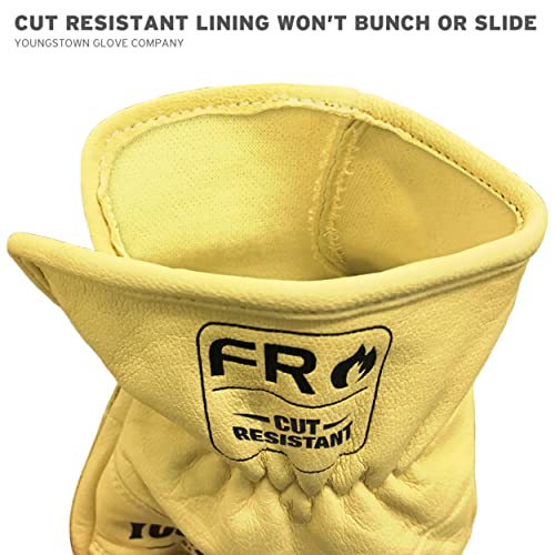 Youngstown Glove Leather Work Gloves for Men - Kevlar Lined, Tan, Large