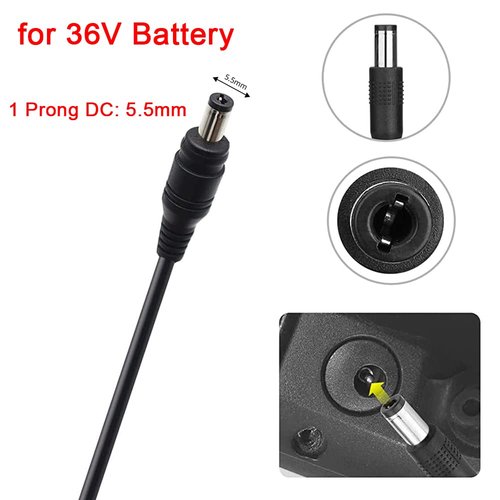 42V 2A Charger for Scooter 36V Lithium Battery, Smart Power Supply for 36 Volt Li-on (8mm 3-Prong and 5.5mm DC Connector)