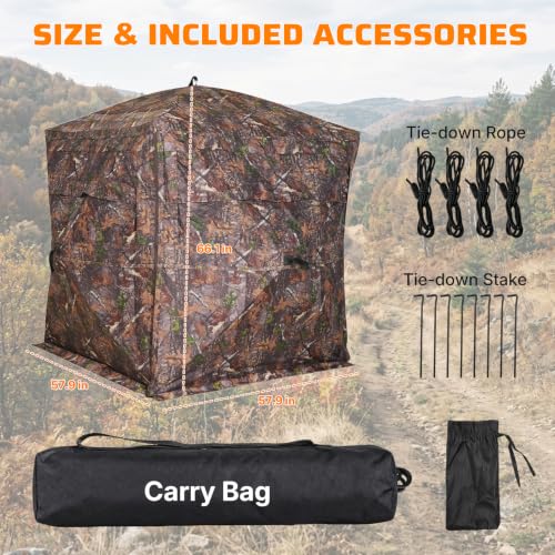 360° See-Through Pop-Up Ground Hunting Blind for 2-3 Hunters