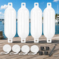 8.5 x 25 Inch Boat Fenders Docking Kit 4 Pack with Inflatable Pump & Stainless Steel Clips