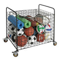 MyGift Black Multi Sports Ball Storage Cart with Jumbo Industrial Wheels
