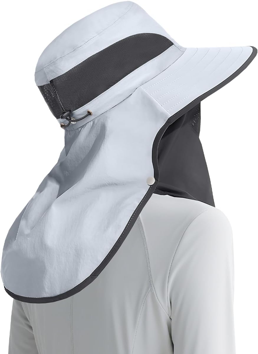 Skiennix Women's Sun Hat - Wide Brim UPF50+ Outdoor Protection with Detachable Face Cover & Neck Flap