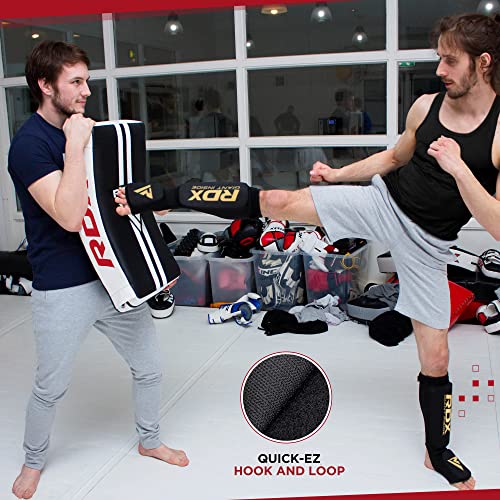 RDX White Muay Thai Kick Shield - Curved Heavy Striking Body Pad for MMA Boxing Training