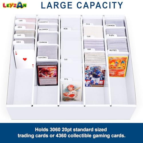 Leyzan 5-Row Trading Card Storage Box 2-Pack with Dividers for MTG & Sports Cards