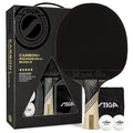 STIGA Carbon+ Ping Pong Paddle Set with 2 Balls & Cover - Black Cover, One Size
