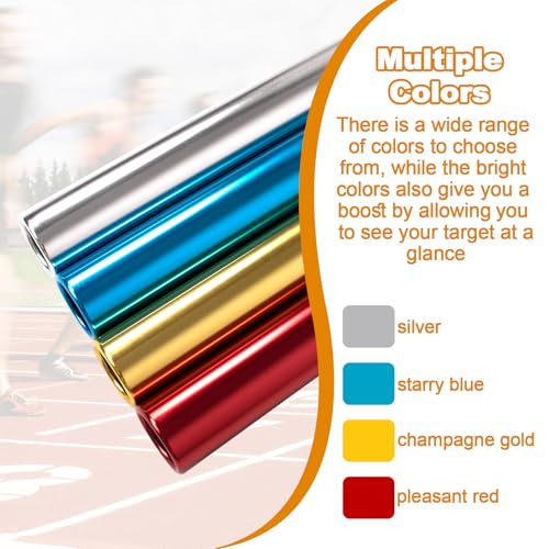 4Pcs Aluminum Relay Batons Set - Lightweight Track & Field Batons in Red Blue Gold Silver (Variation: 4 Colors Assorted)