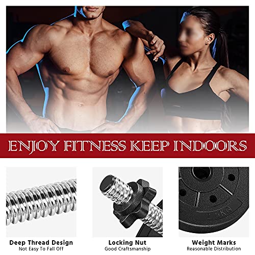 Yaheetech Adjustable Dumbbell Set 66lb with Spinlock Collars - Black