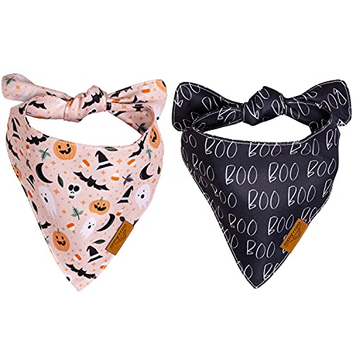 Remy+Roo Spooky Halloween Dog Bandanas X-Large - 2 Pack, Adjustable & Durable