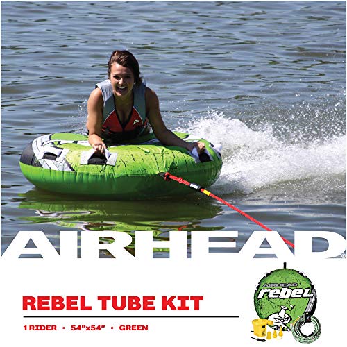Airhead Rebel Towable Tube Kit for 1 Rider with Rope, Pump & Striped Cover