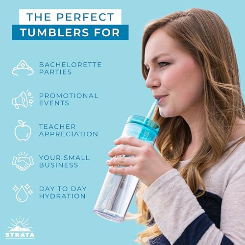 24 Pack of Reusable 16oz Skinny Acrylic Tumblers with Lids & Straws - Colorful Cold Drink Cups with Free Straw Cleaner