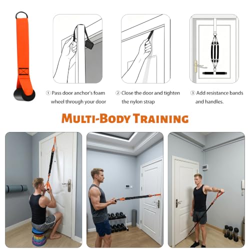 Orange Pedal Resistance Band with Handle and Door Anchor Kit - 10PCS