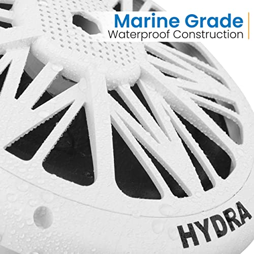 Pyle 8-Inch Marine Waterproof Speakers - 300W Power, Weather Resistant, Dual Cone, White, PLMR82