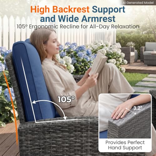 Wisteria Lane Light Blue Outdoor Wicker Patio Furniture Set - 4 Piece All Weather