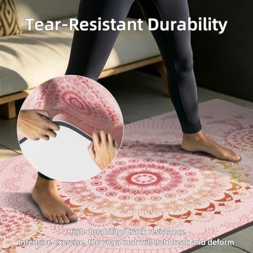 Pink 72x40 Inch Extra Thick Suede Yoga Mat - Non-Slip 10mm Cushion for Hot Yoga