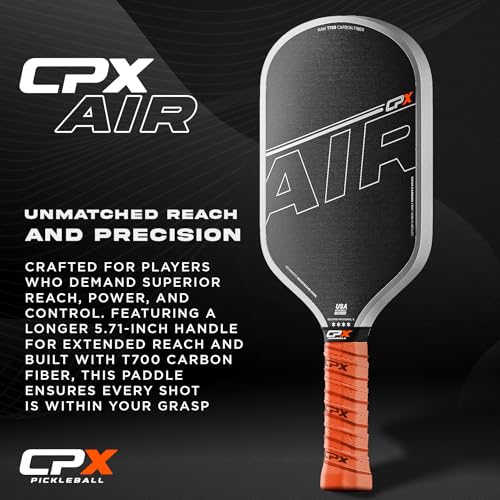 CPX Pro Carbon Fiber Pickleball Paddle Black Air - Edgeless, Honeycomb Core, Tennis Grip