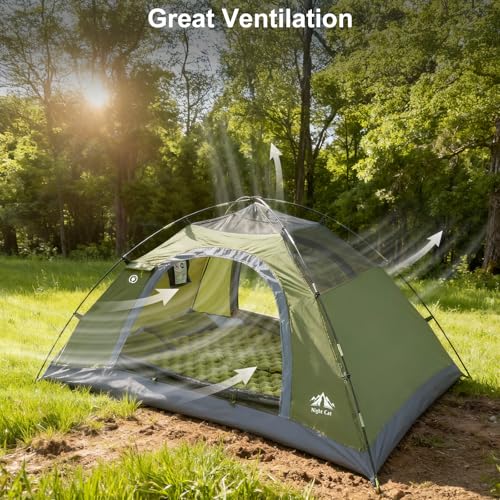 Night Cat 1-Person Upgraded Backpacking Tent Olive Green Easy Setup Waterproof Light & Compact