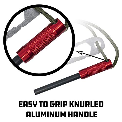 UCO Survival Fire Striker with Tether & Multitool - Red