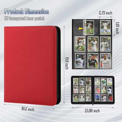 Arkeiliy 9-Pocket Card Binder with 30 Sleeves - Red Trading Card Album