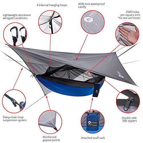 Easthills Outdoors Double Camping Hammock with Bug Net & Tarp - Blue 701