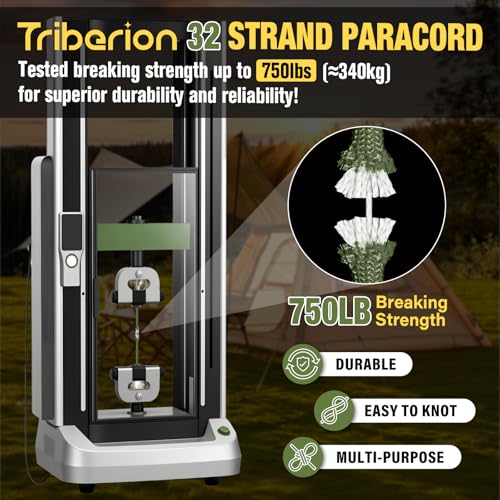 Triberion 750 lb Paracord Rope 1000ft Heavy Duty Survival Cord 4mm Army Green