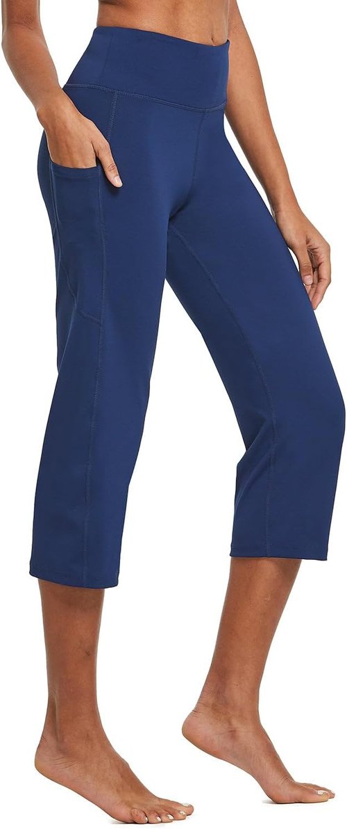 Baleaf Women's Yoga Capri Pants - High Waist Leggings with Pockets for Summer Workouts
