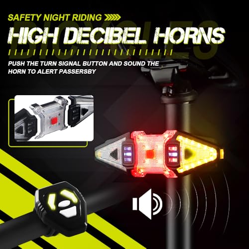 2 PCS Bike Turn Signals with Tail Light & Remote Control - USB Rechargeable, Waterproof