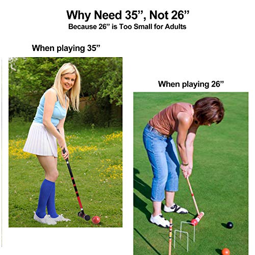 Premium Croquet Set for Families - 6 Player Lawn Game with Carrying Bag, 35 Inch Mallets & HDPE Balls