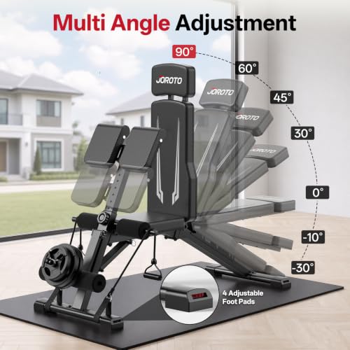 Joroto Adjustable Foldable Weight Bench Black – Home Gym Workout Station