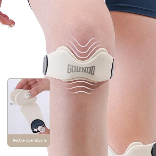 GOUNOD Patellar Tendon Support Strap 2 Pack,Silicone Knee Strap for Knee Pain Relief,Patella Band for Basketball, Jumpers Knee, Tendonitis, Running, Hiking, Soccer, Osgood Schlatter（Black）
