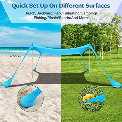 COMMOUDS Sky Blue 12x12 ft Beach Tent Sun Shelter UPF50+ Windproof Canopy