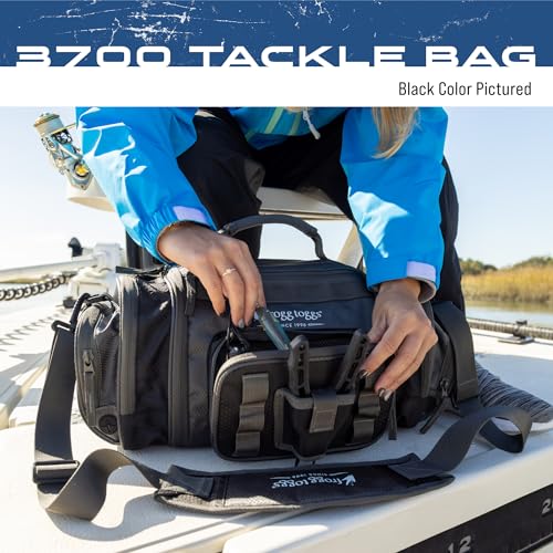 FROGG TOGGS Heavy Duty Fishing Tackle Duffel Bag with 4 Bait Trays - Black / 3700