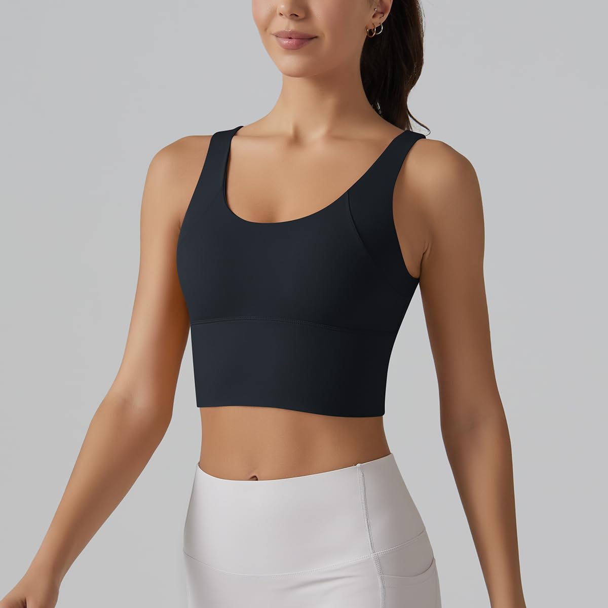 ABOCIW Longline Sports Bra - Wireless Padded Yoga Bra for Women | Medium Support Workout Crop Top