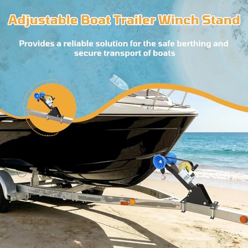 Adjustable Boat Trailer Winch Stand with 1200lbs Winch & Roller - With Winch