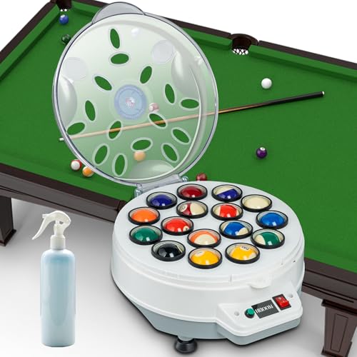 HEIOOM White Pool Ball Cleaner & Polishing Machine for 16 Billiard & Snooker Balls