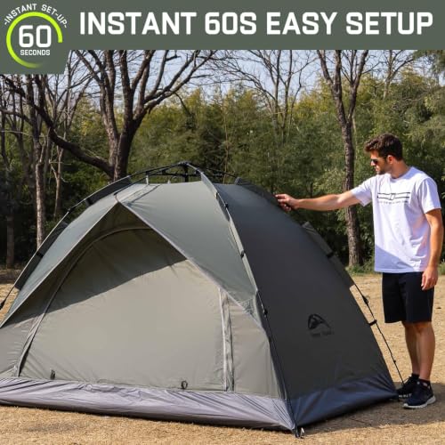 HAPPY TRAVEL Army Green 2 Person Pop Up Camping Tent, Instant Easy Setup