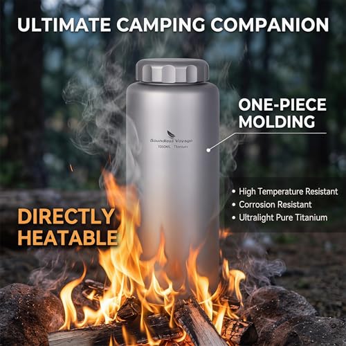 Titanium Water Bottle 35.5oz Leakproof Hydration Flask for Camping Hiking