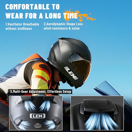 Full Face Motorcycle Helmet for Adults - Medium, Matte Black, DOT Certified