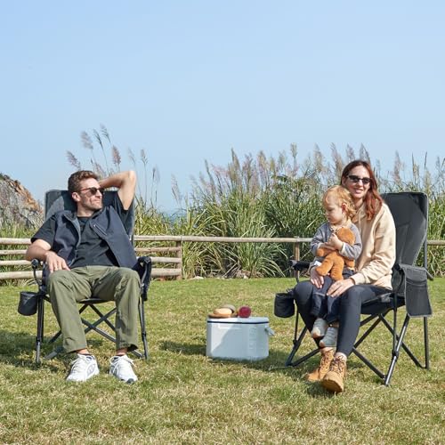 Ever Advanced Oversized Folding Camping Chair Grey Classic - Heavy Duty Support 500lbs