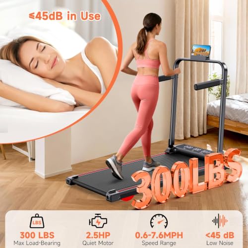 Large 3-in-1 Walking Pad Treadmill for Home with Handle Bar & 9% Incline - Supports 300lbs