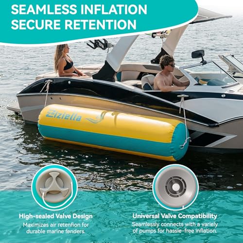 10'x18' Heavy Duty Inflatable Boat Fenders with Ropes - Waterproof Dock Bumpers for Yacht, Pontoon & Fishing Boats