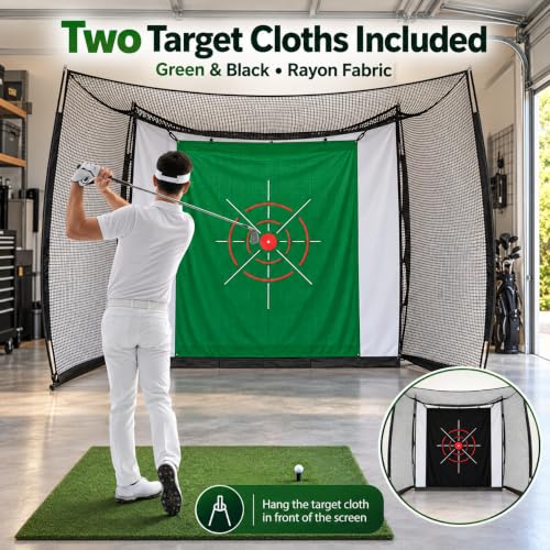Rayzesttop 11x8Ft Golf Hitting Net with Projection Screen - Practice & Training